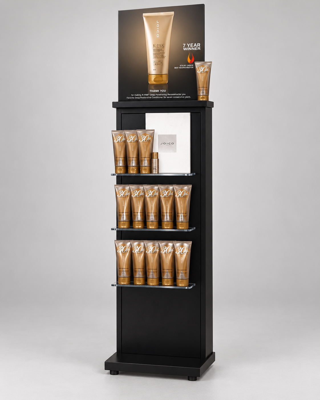 Freestanding black Joico retail product display